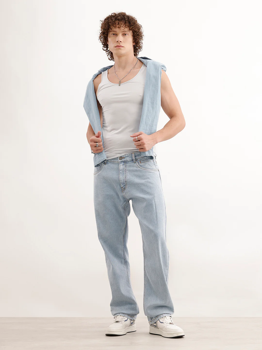 Solid Anti Fit Denim Jeans  | Light Blue - Image 2