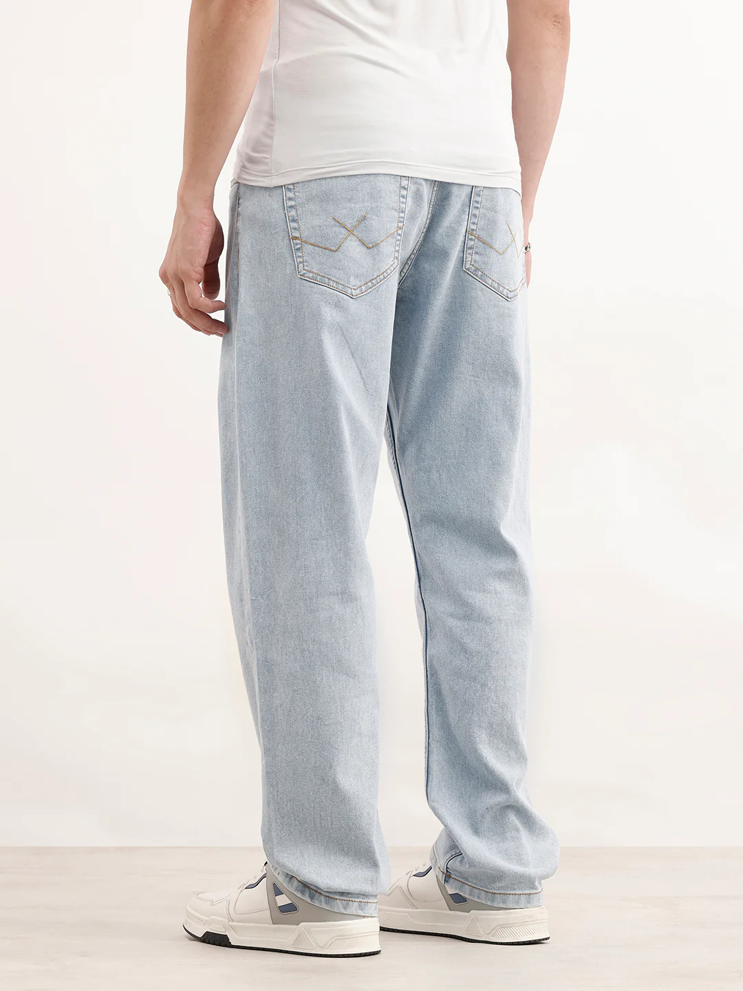 Solid Anti Fit Denim Jeans  | Light Blue - Image 3