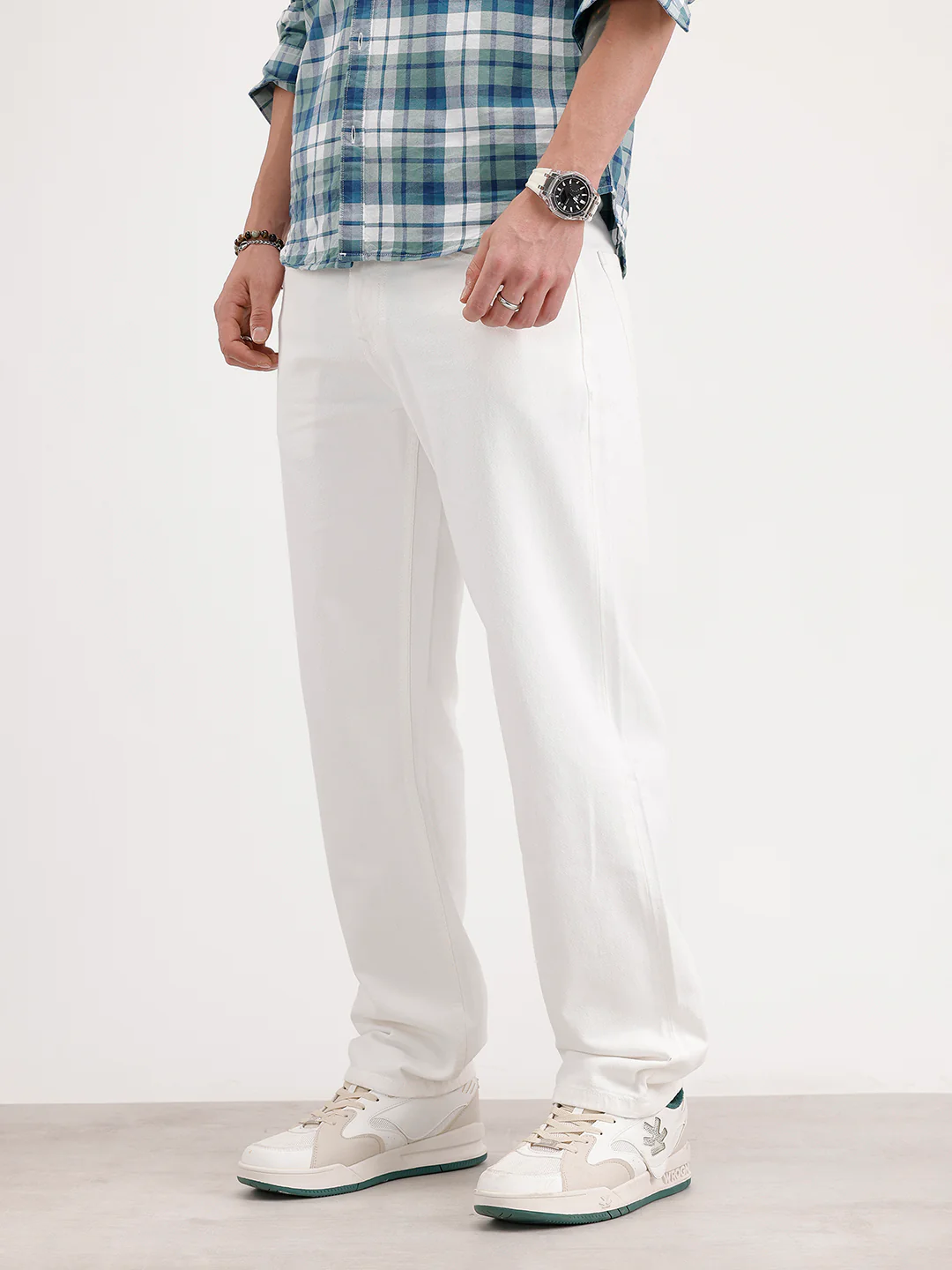 Solid Anti Fit Denim Jeans | White - Image 4