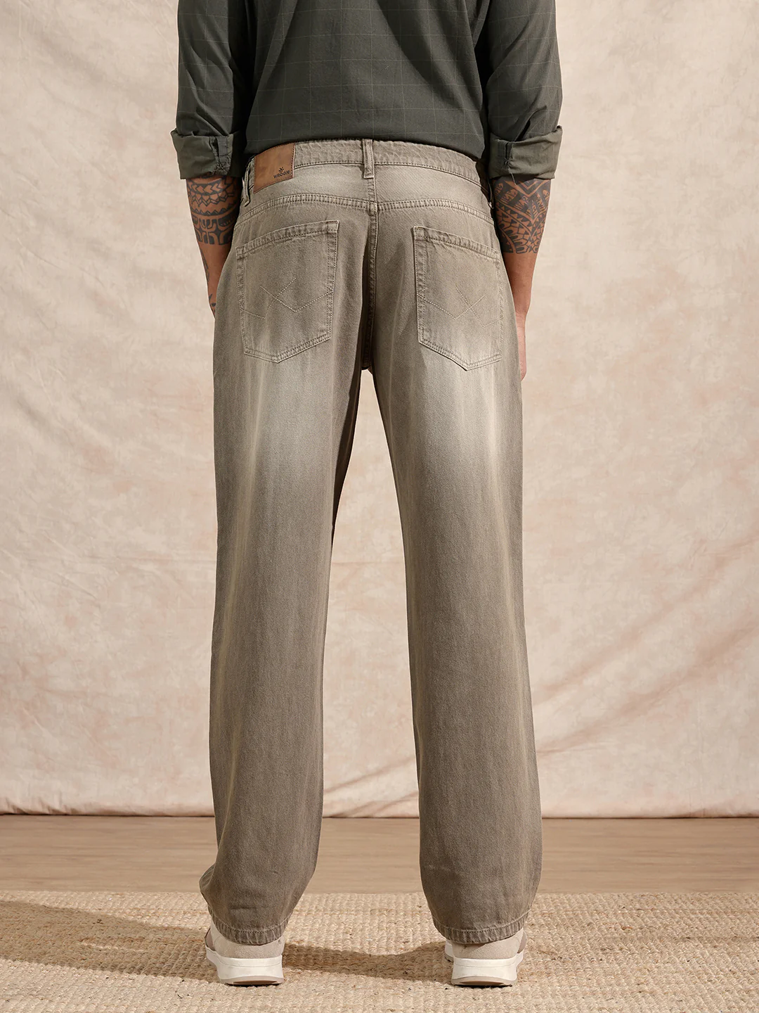 Solid Anti Fit Jeans  | Khaki - Image 3