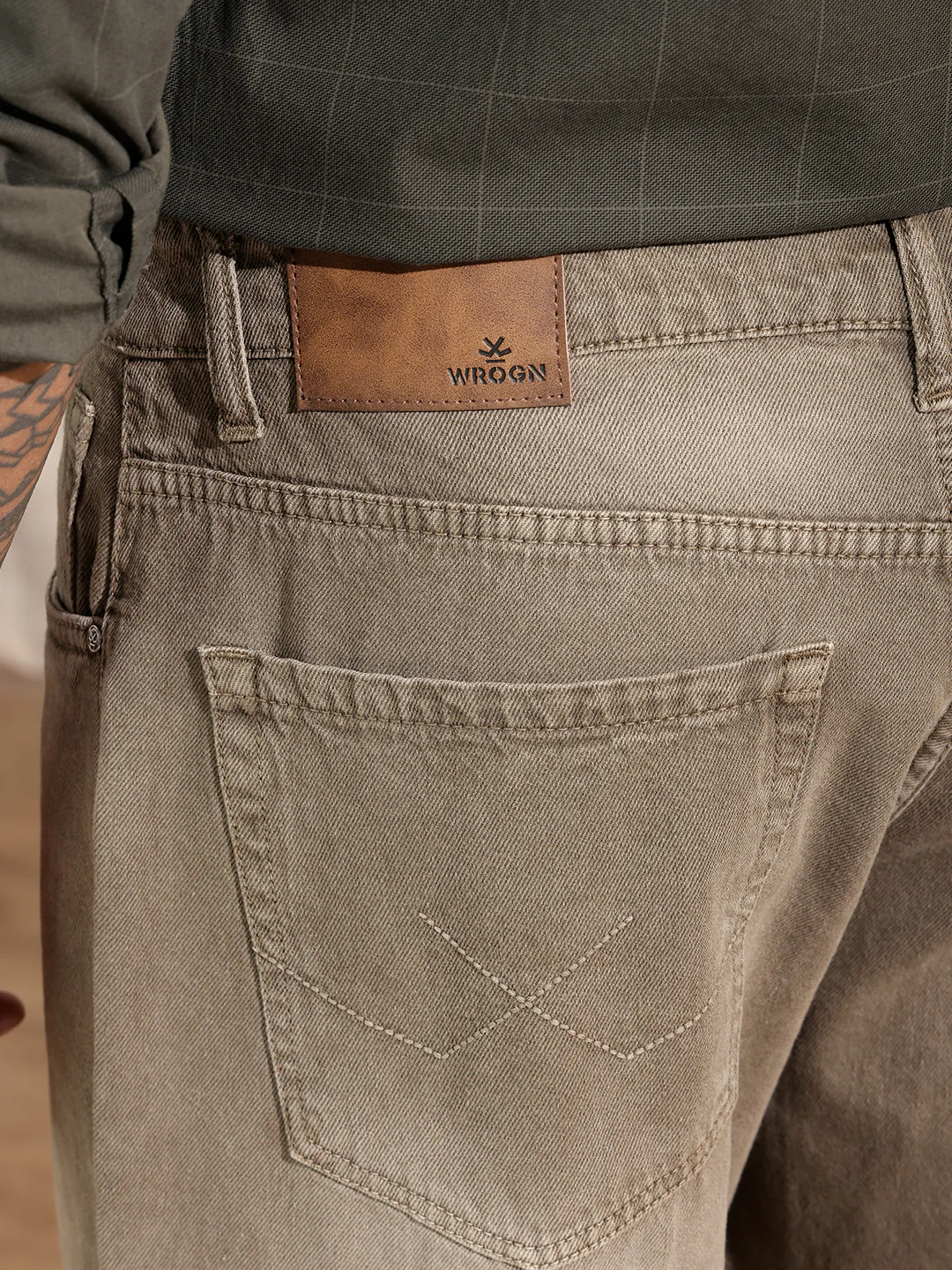 Solid Anti Fit Jeans  | Khaki - Image 5