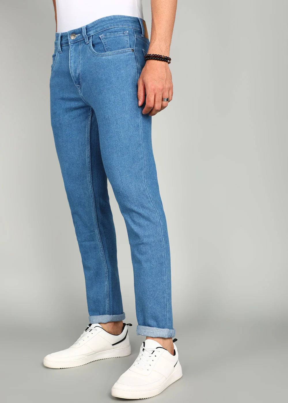 Solid Apex Light Blue Slim Fit Jeans - Image 2