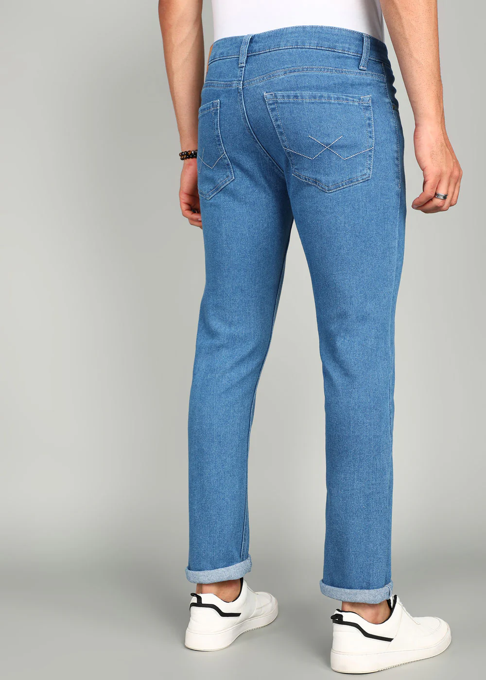 Solid Apex Light Blue Slim Fit Jeans - Image 3