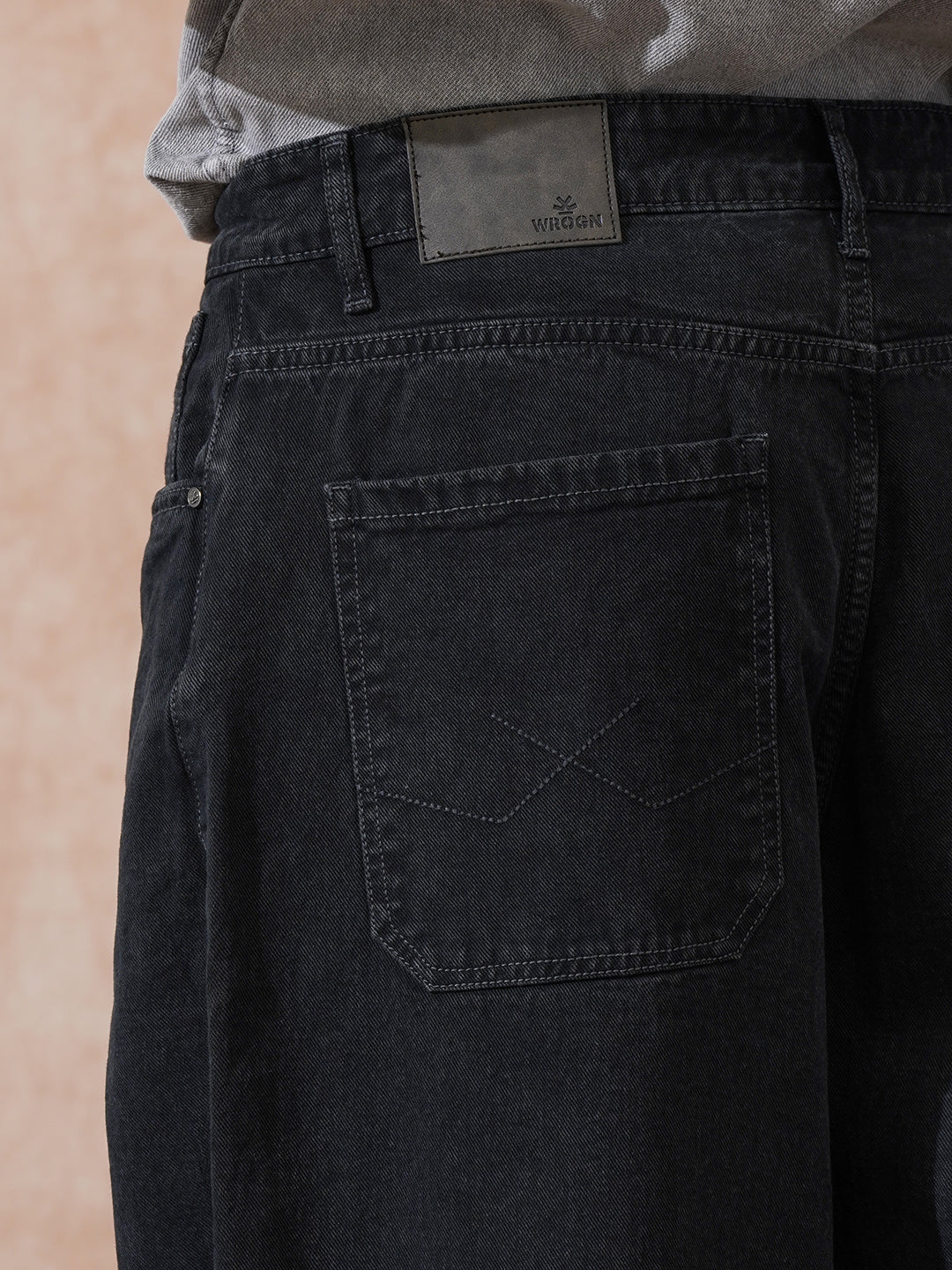 Solid Baggy Fit Jeans | Black - Image 6