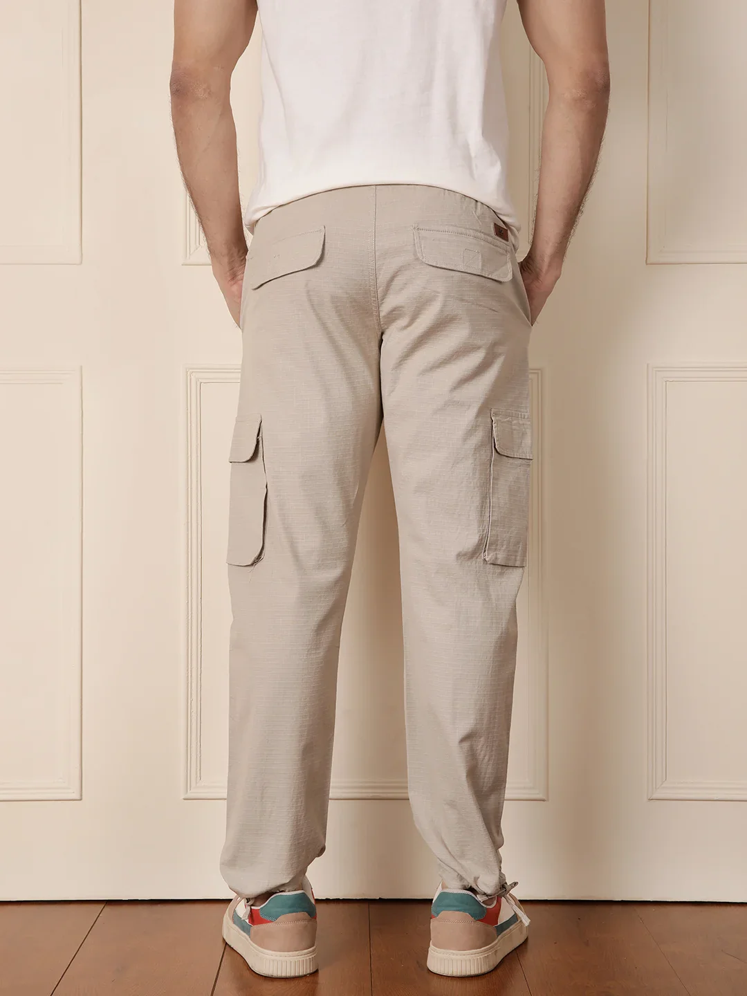 Solid Beige Parachute Pant - Image 3