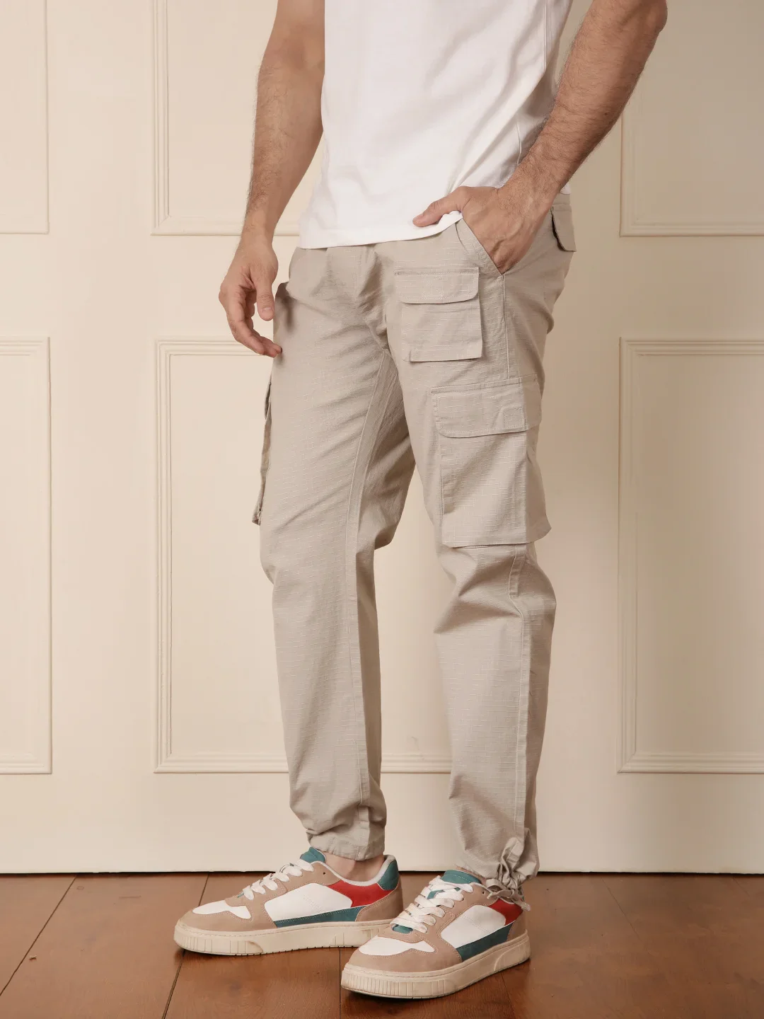 Solid Beige Parachute Pant - Image 4