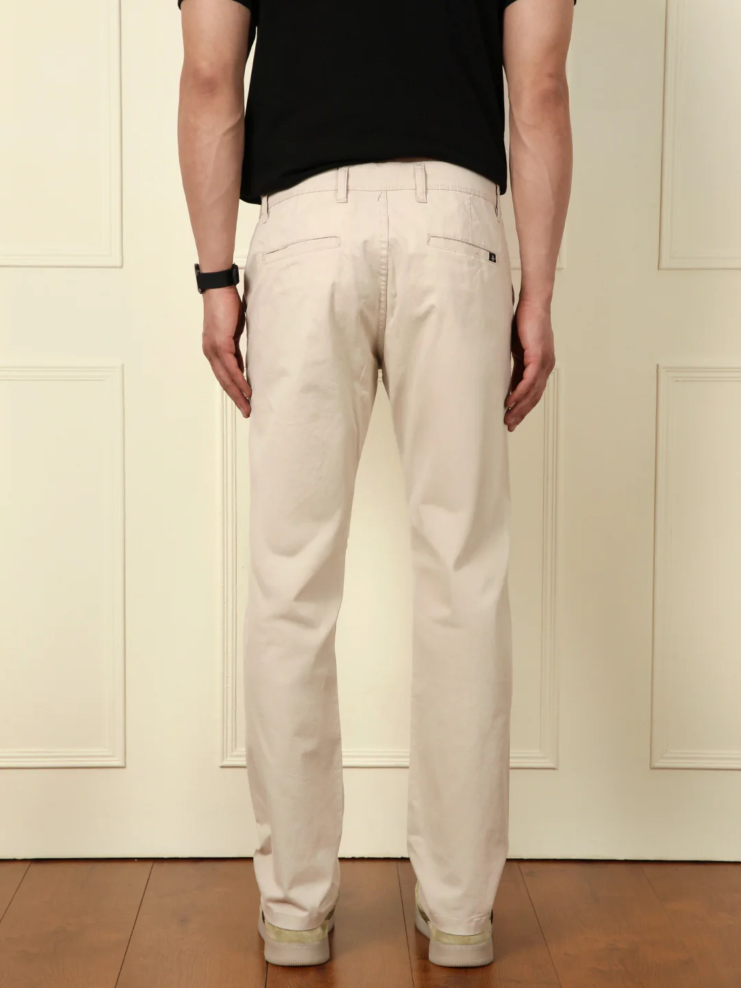 Peached Cotton Slim Fit Trouser | Beige - Image 3