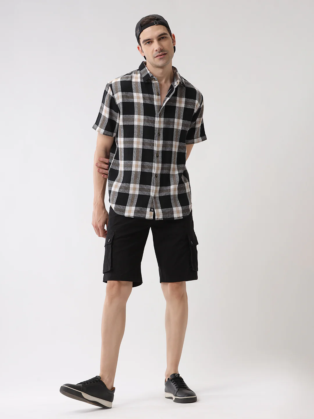 Solid Black Cargo Shorts - Image 3