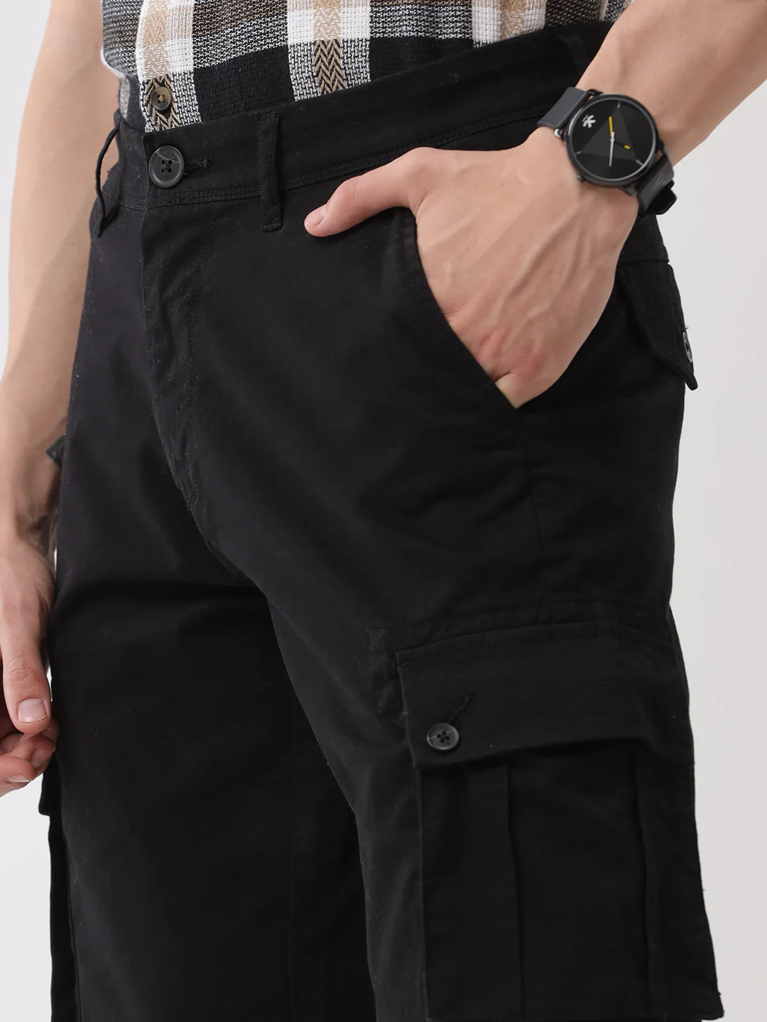 Solid Black Cargo Shorts - Image 6
