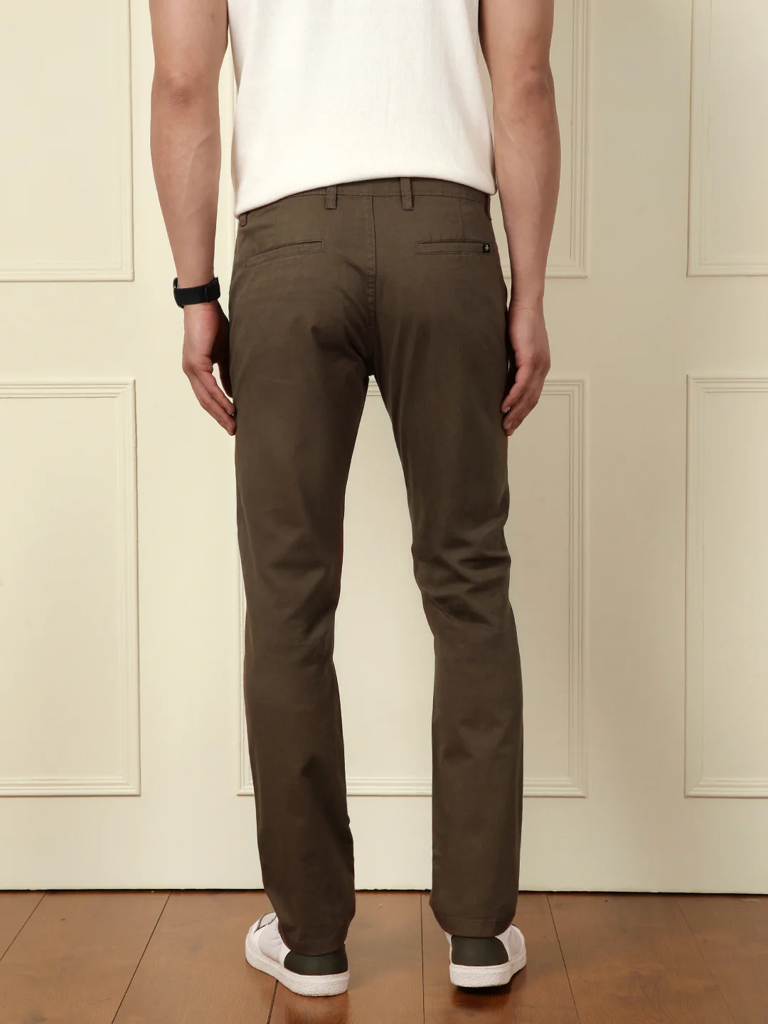 Soft Cotton Blend Chino Trouser | Brown - Image 3