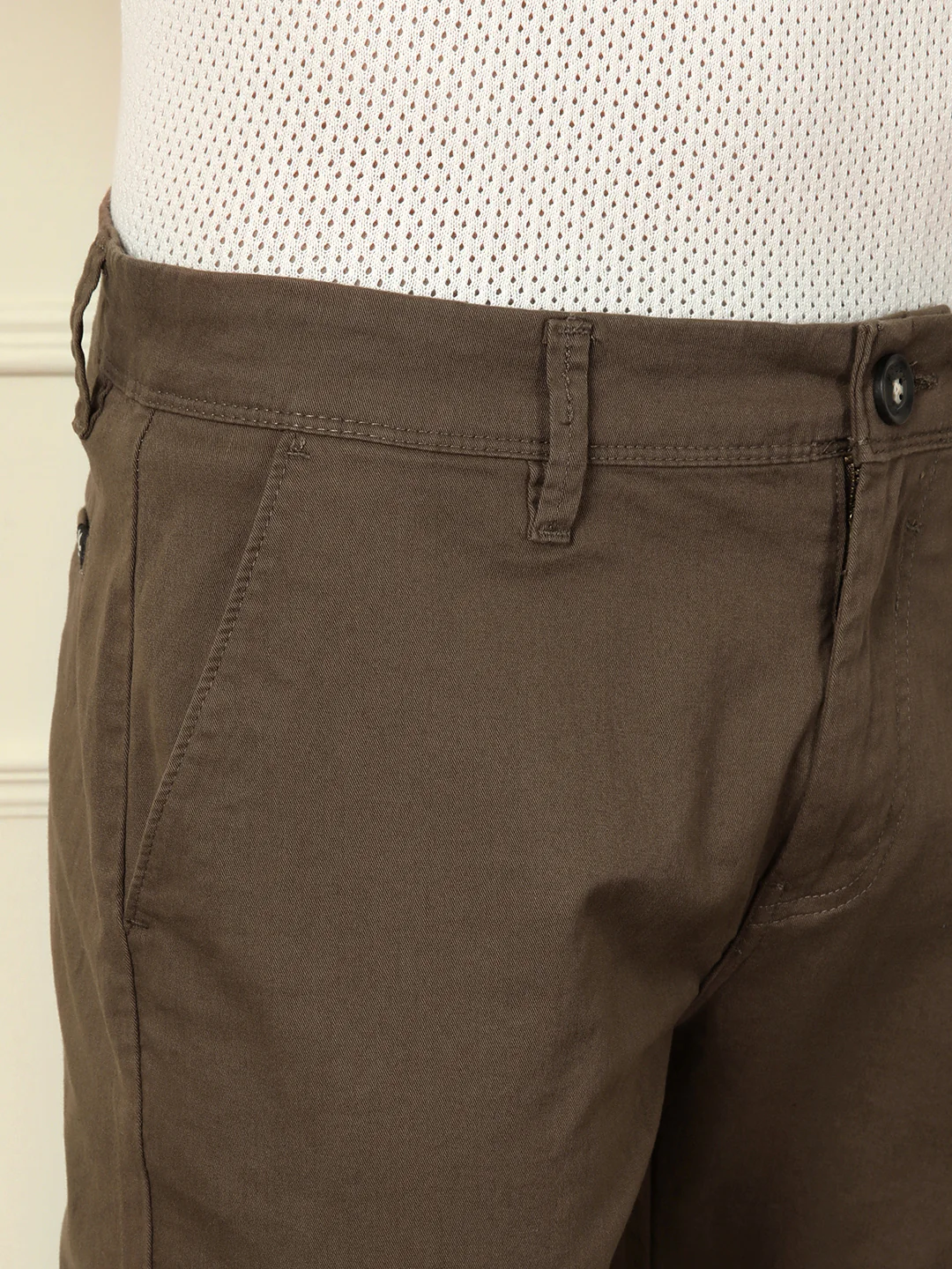 Soft Cotton Blend Chino Trouser | Brown - Image 5