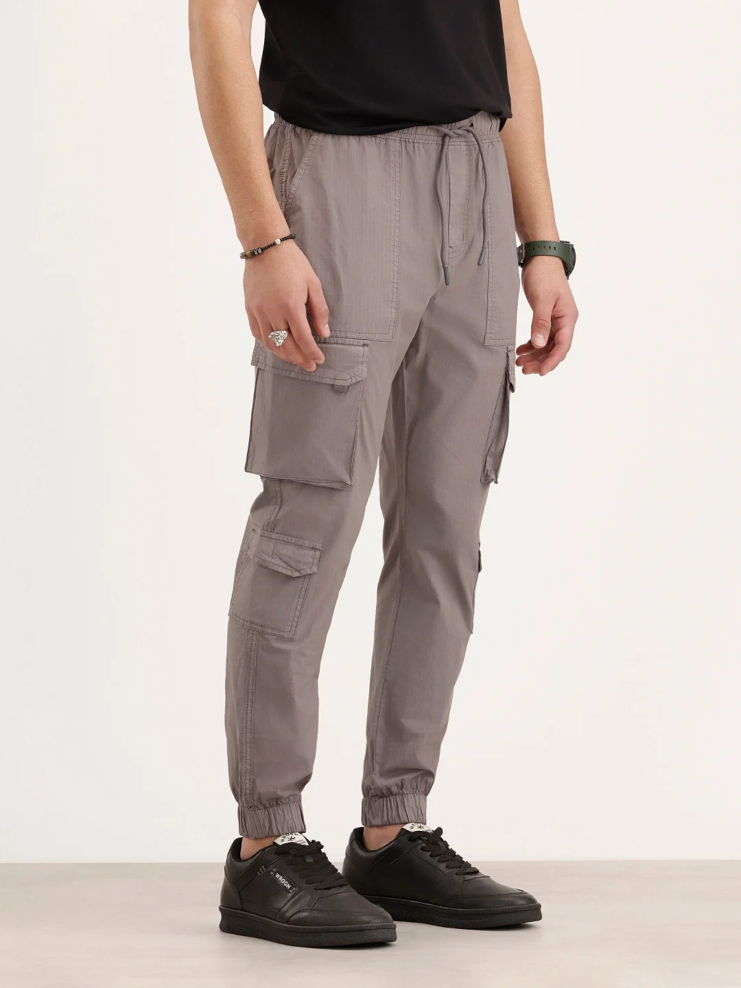 Solid Cargo Textured Trouser | Grey - Image 4