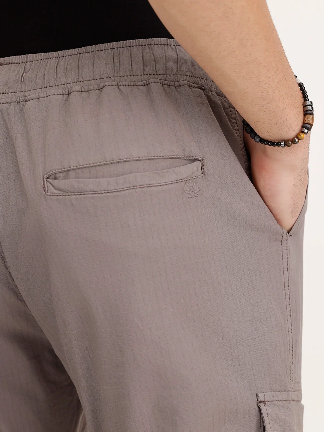 Solid Cargo Textured Trouser | Grey - Image 6