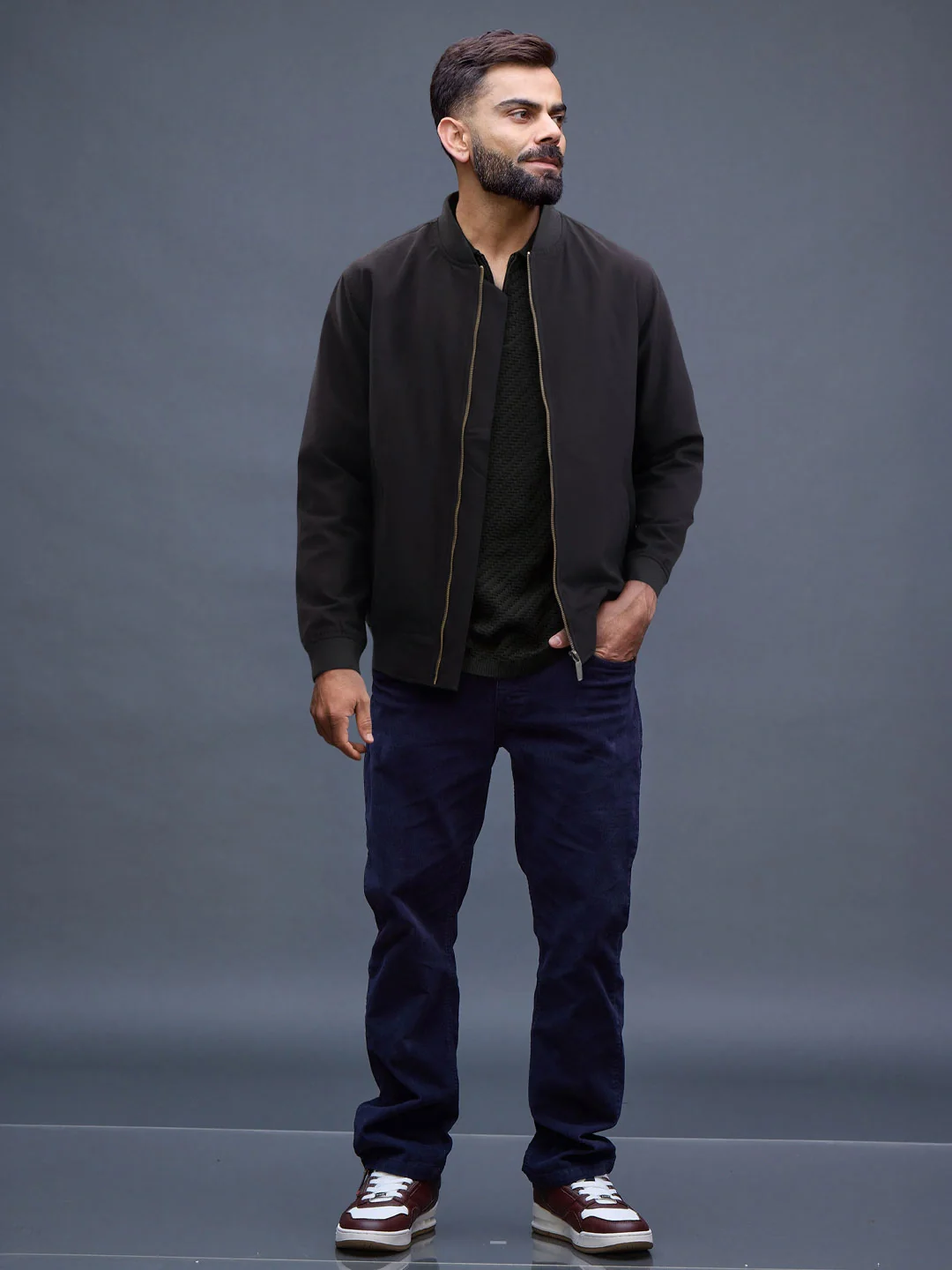Solid Casual Bomber Jacket | Black - Image 3
