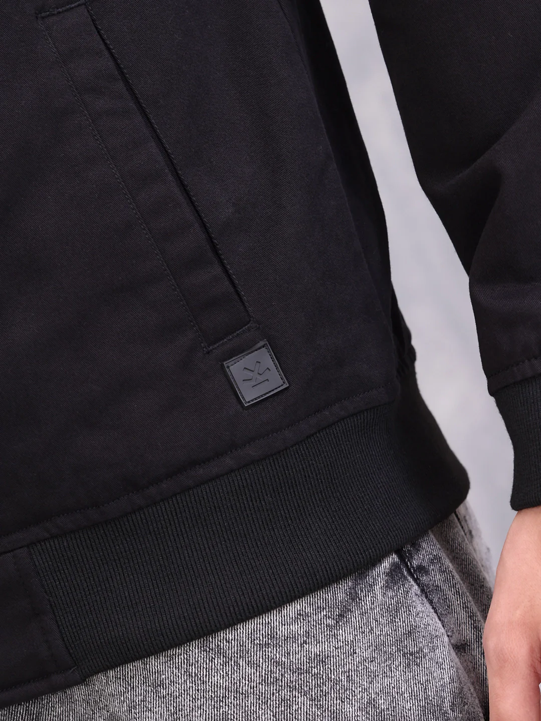 Solid Casual Bomber Jacket | Black - Image 8