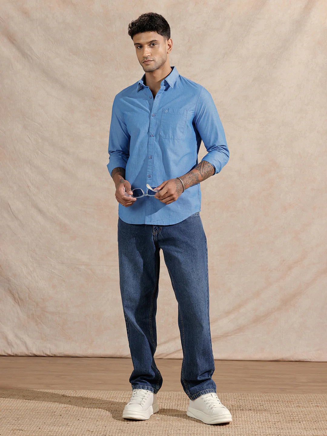 Solid Chambray Comfort Fit Shirt | Blue - Image 2