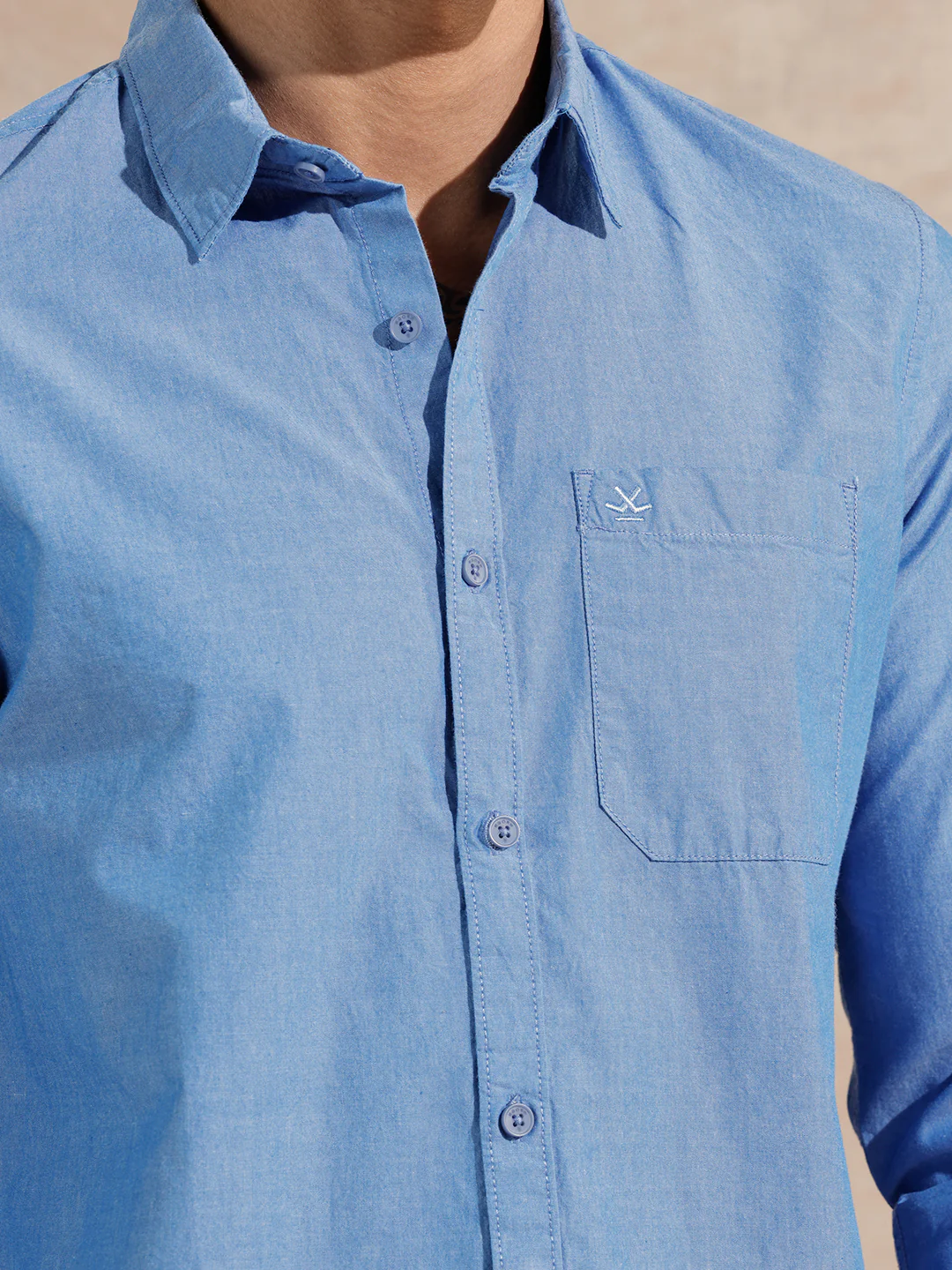 Solid Chambray Comfort Fit Shirt | Blue - Image 5