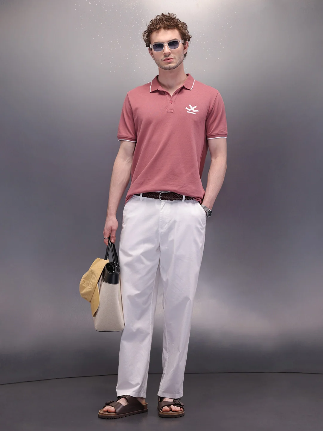 Solid Collar Tipping Polo T-Shirt | Pink - Image 2