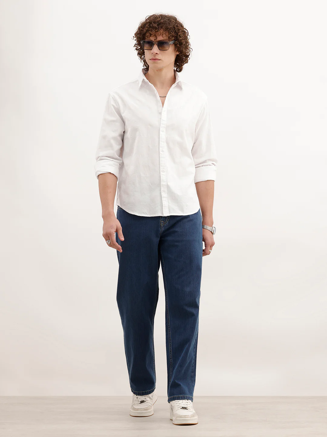 Solid Comfort Fit Textured Shirt | White - Image 2