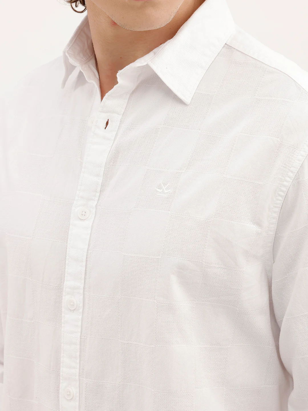 Solid Comfort Fit Textured Shirt | White - Image 5