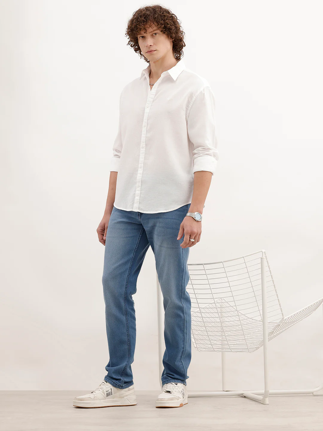 Solid Comfort Fit Textured Shirt | White - Image 2