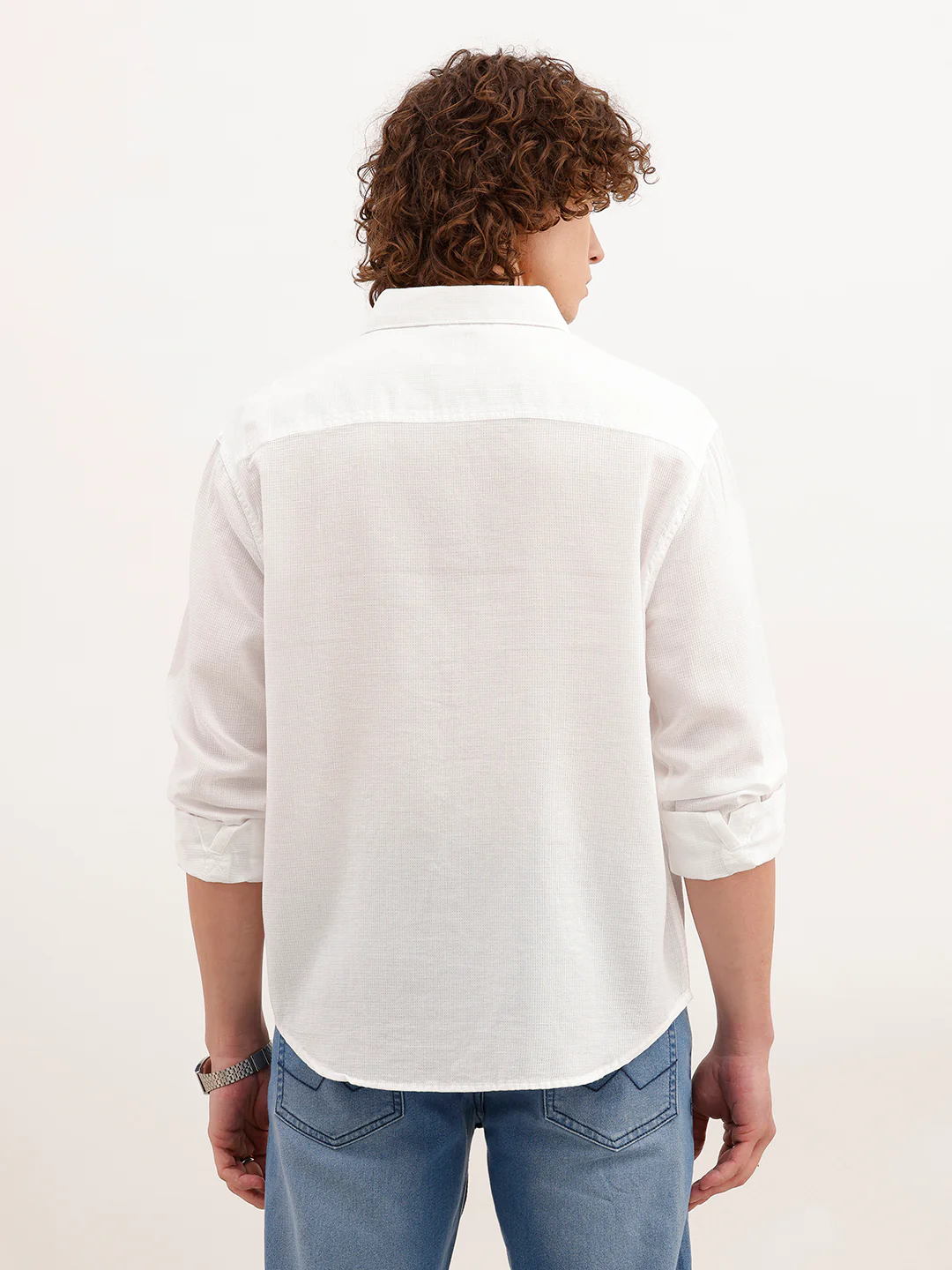 Solid Comfort Fit Textured Shirt | White - Image 3