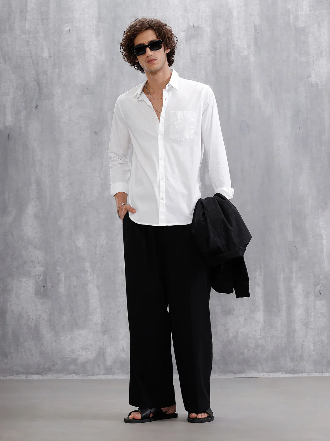 Solid Cotton Blend Slim Fit Shirt | White - Image 2