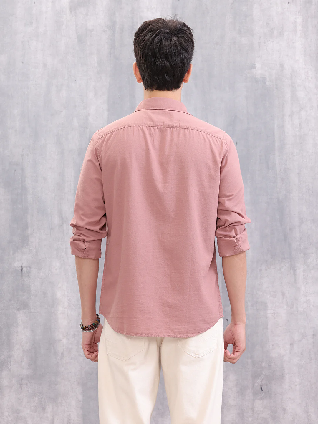 Solid Cotton Full Sleeve Shirt | Pink - Image 3