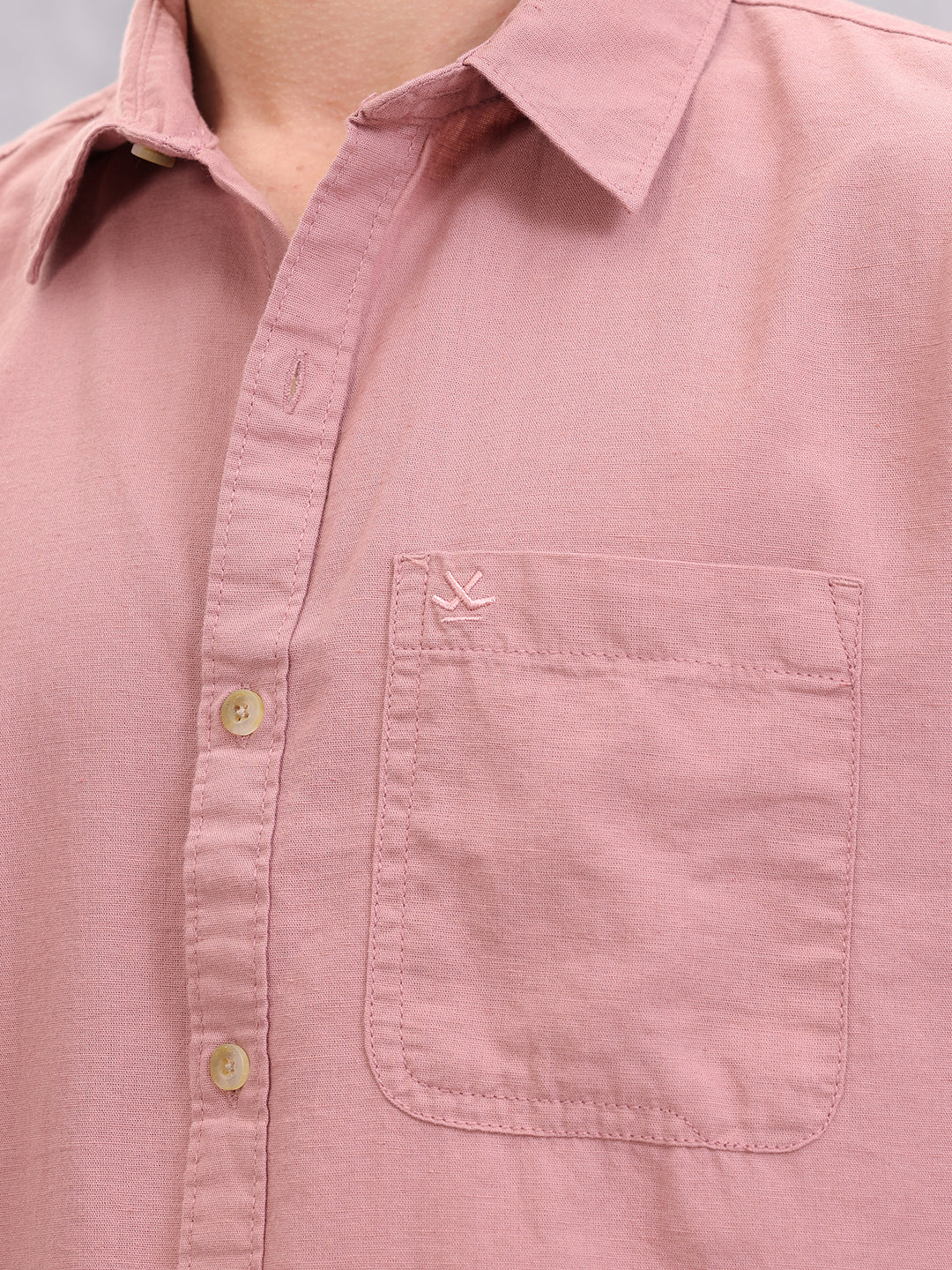 Solid Cotton Full Sleeve Shirt | Pink - Image 4