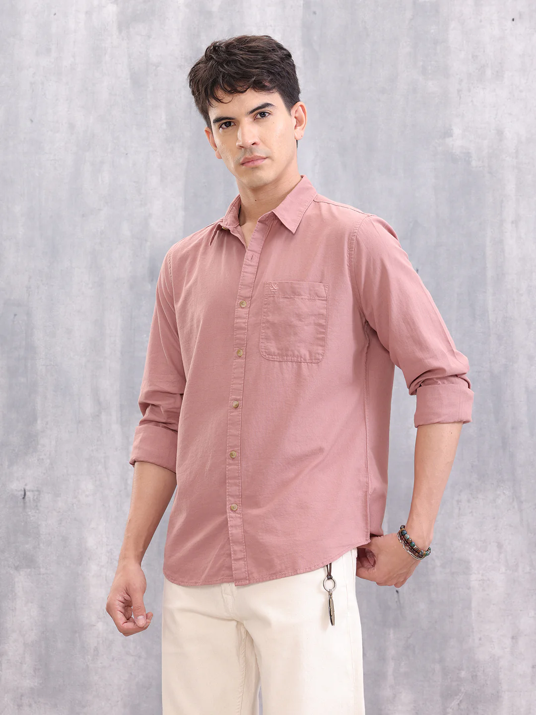 Solid Cotton Full Sleeve Shirt | Pink - Image 5
