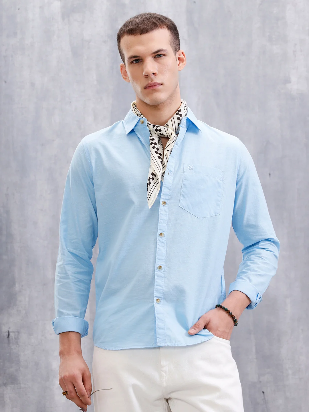 Solid Cotton Slub Shirt | Blue - Image 6