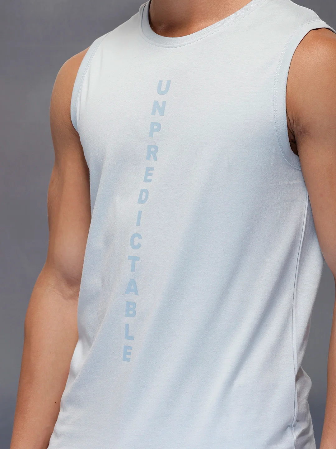 Solid Cut Off Sleeve T-Shirt   |  Blue - Image 5
