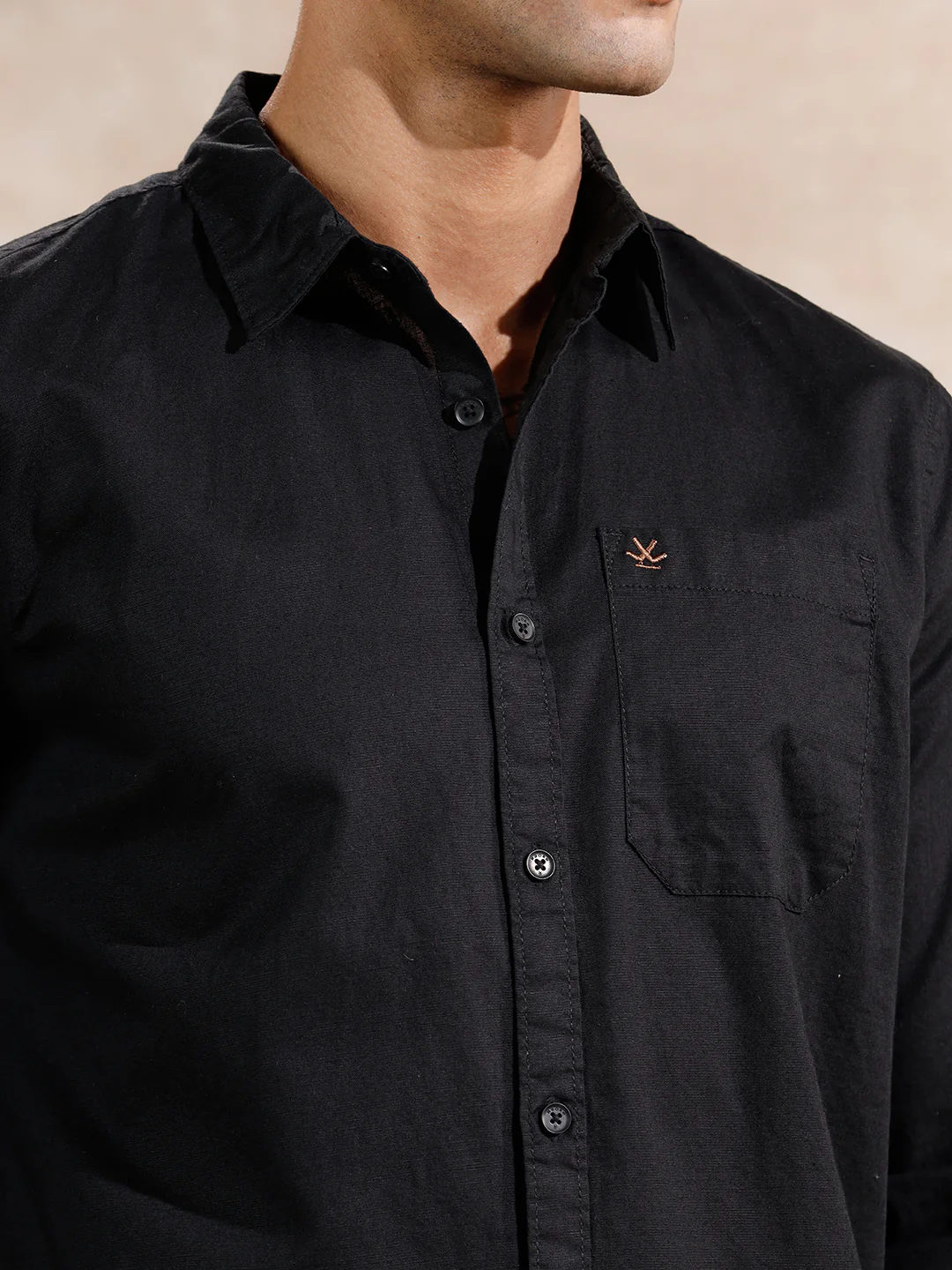 Solid Full Sleeve Regular Fit Shirt | Black - Image 5