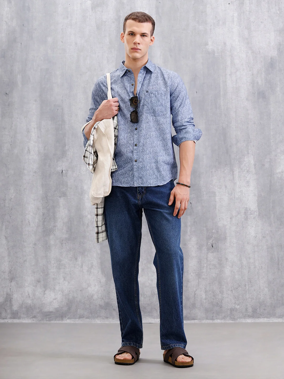 Solid Full Sleeve Regular Fit Shirt | Blue - Image 2