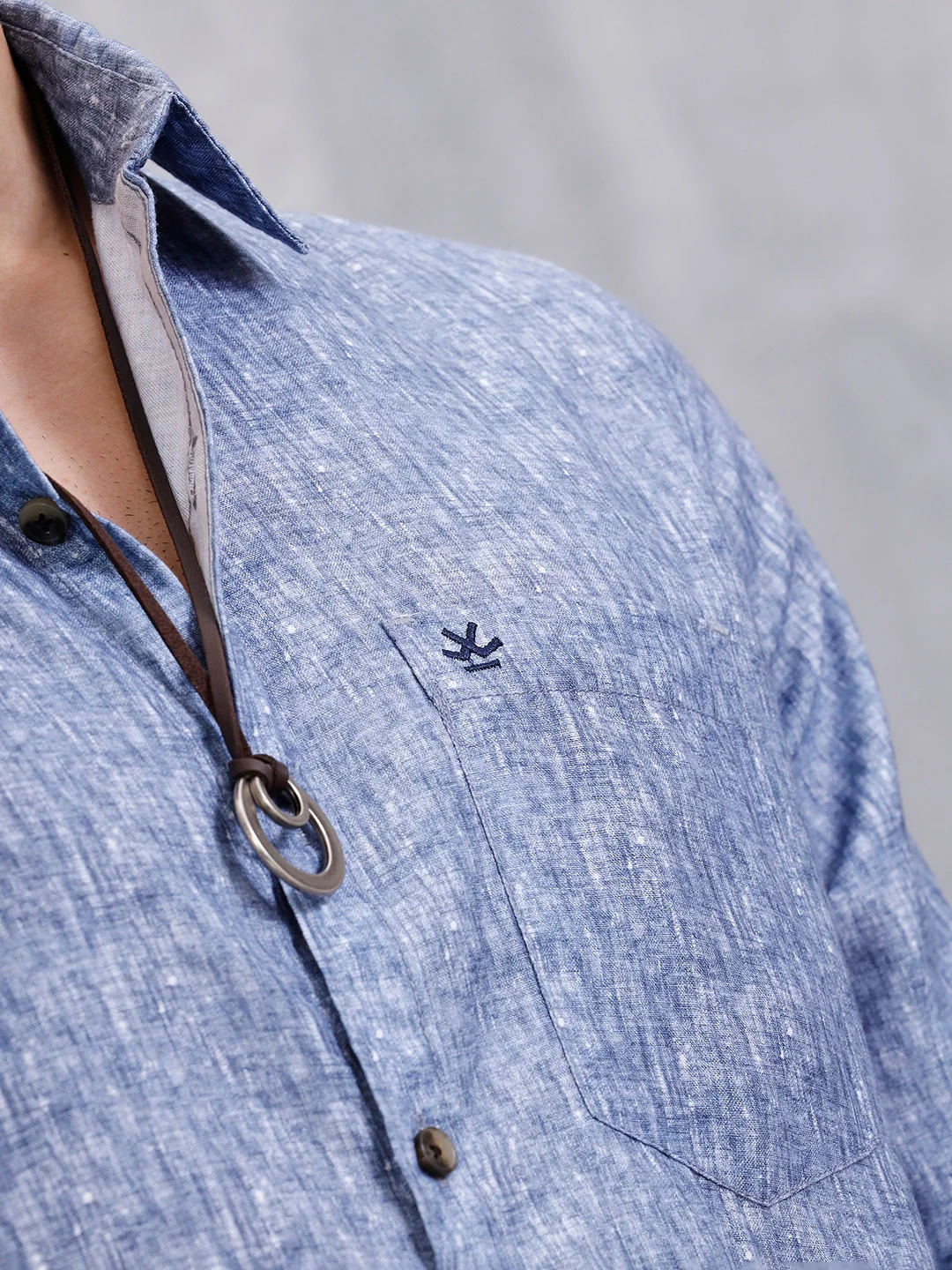Solid Full Sleeve Regular Fit Shirt | Blue - Image 5