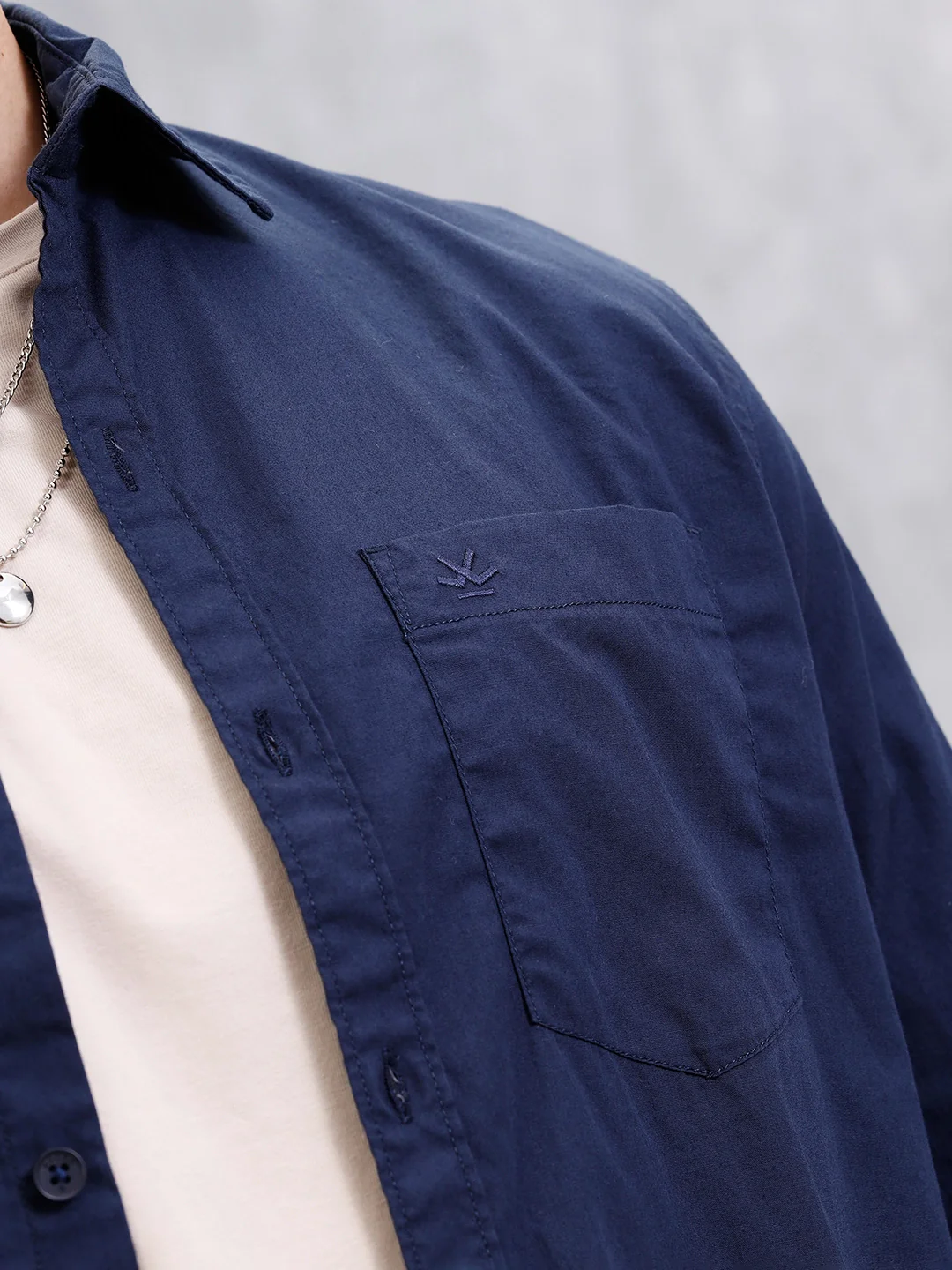 Solid Full Sleeve Regular Fit Shirt  | Navy Blue - Image 5