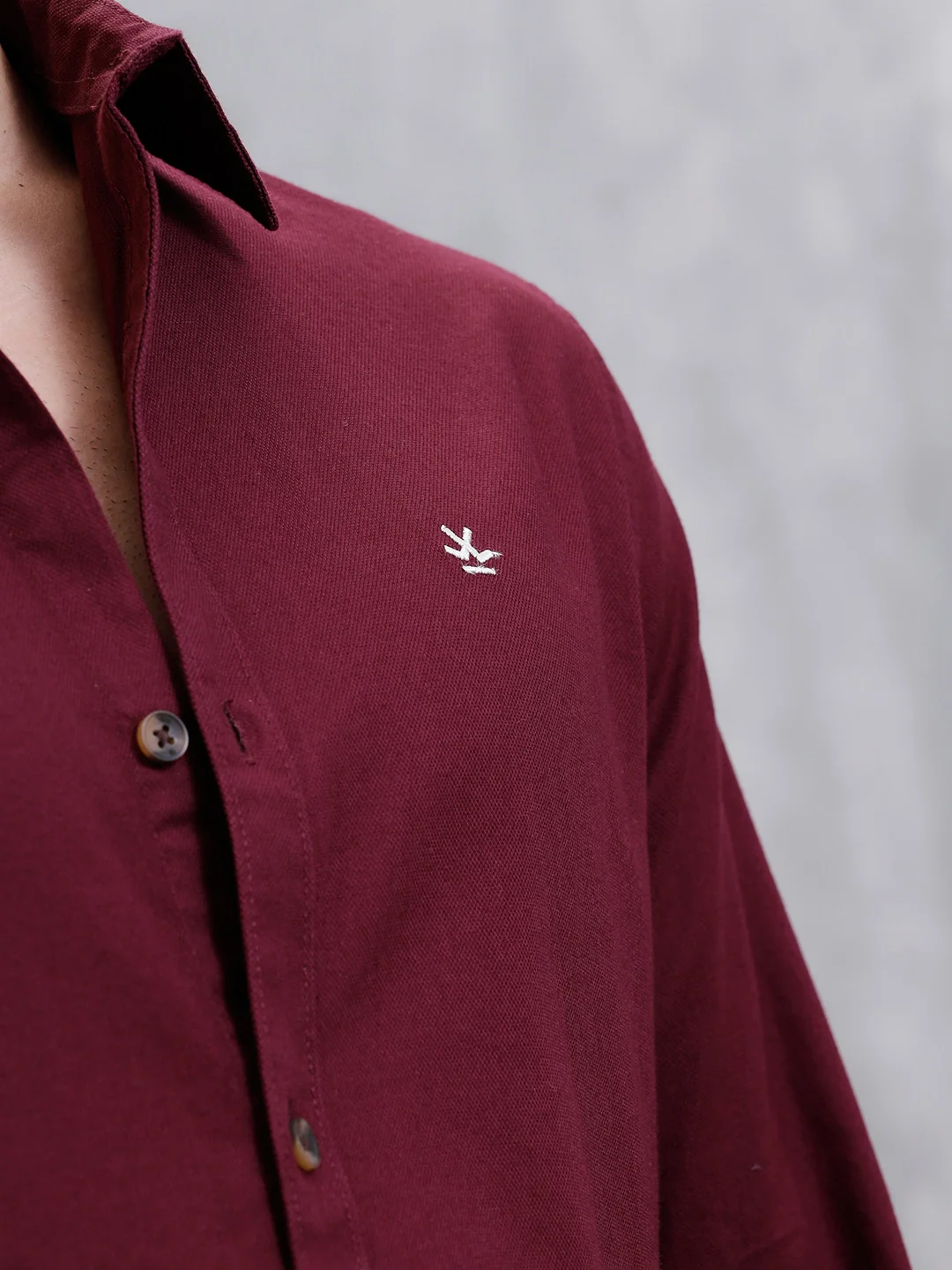 Solid Full Sleeve Slim Fit Shirt | Maroon - Image 5