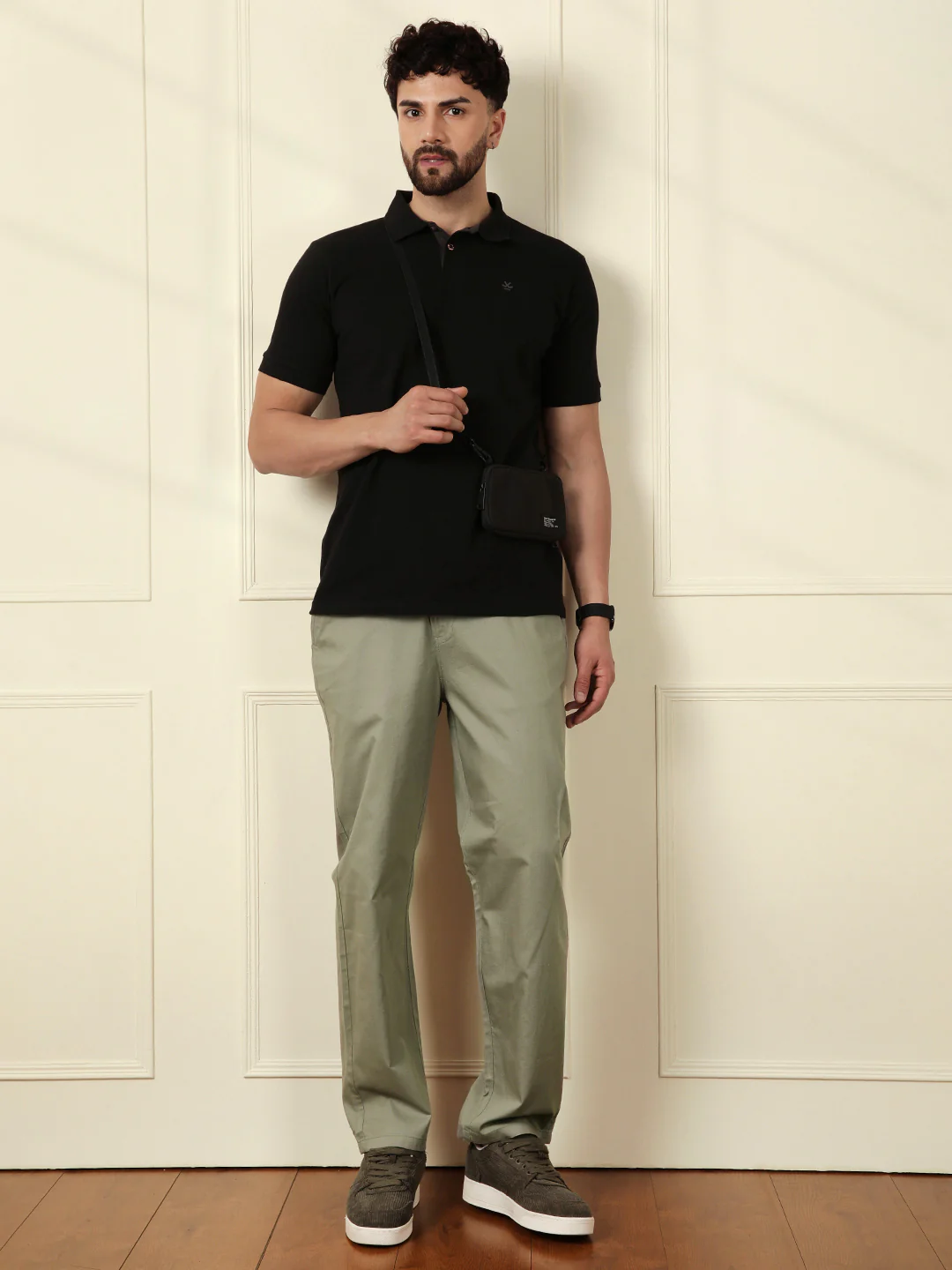 Loose Fit Linen Blend Trouser | Green - Image 2