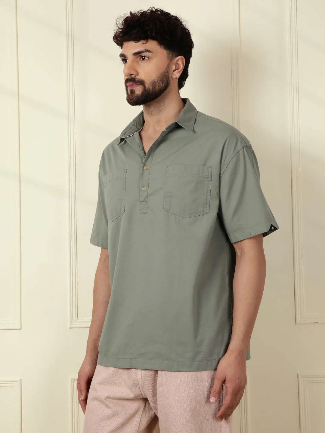 Popover Oversized Fit Shirt | Green - Image 4