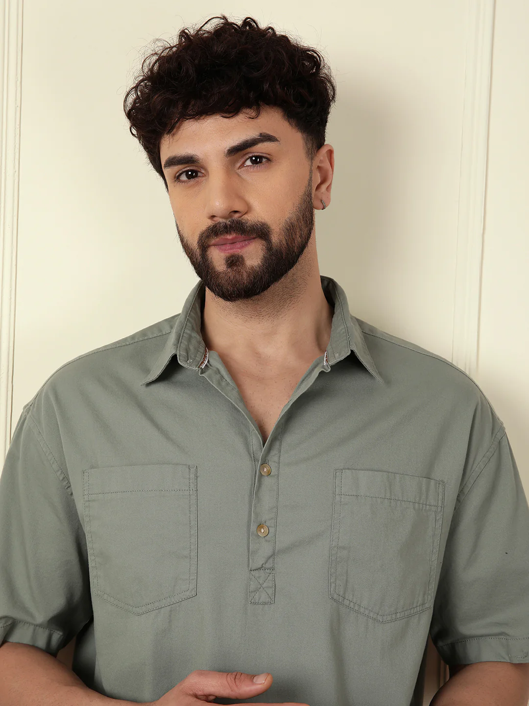 Popover Oversized Fit Shirt | Green - Image 5