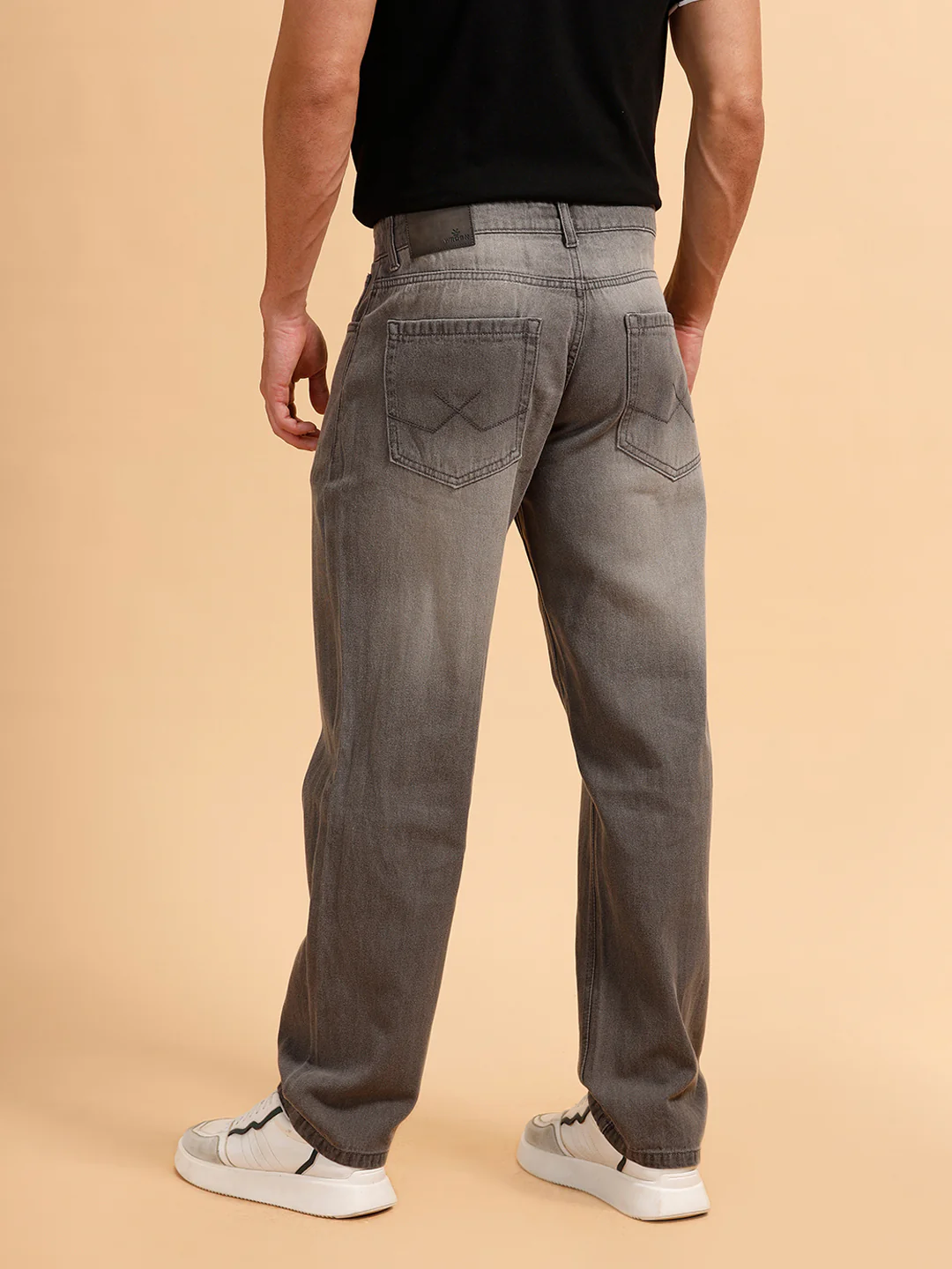 Solid Heavy Fade Anti Fit Jeans | Grey - Image 3