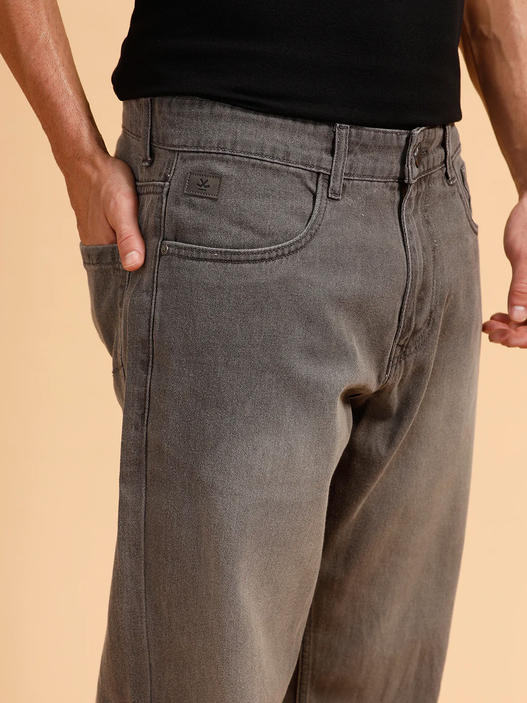 Solid Heavy Fade Anti Fit Jeans | Grey - Image 5