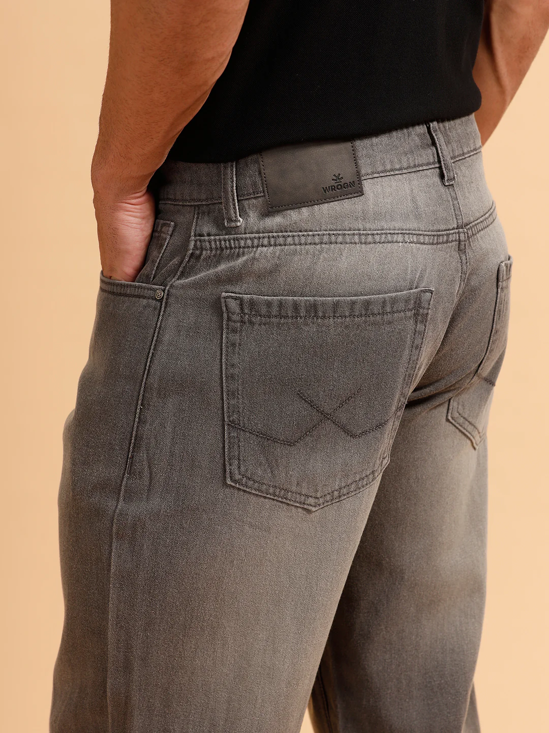 Solid Heavy Fade Anti Fit Jeans | Grey - Image 6