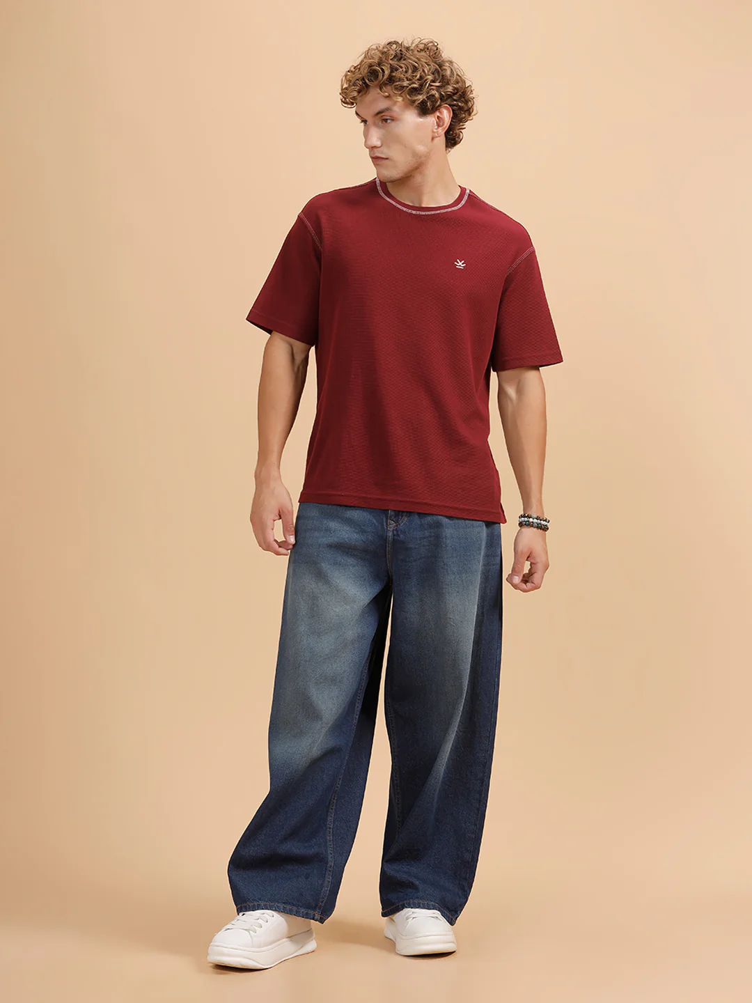 Solid Heavy Fade Baggy Fit Jeans | Blue - Image 2