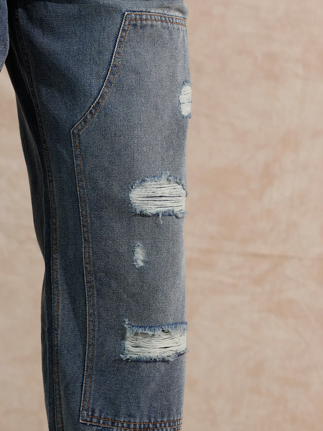 Solid Heavy Fade Loose Fit Jeans | Blue - Image 7