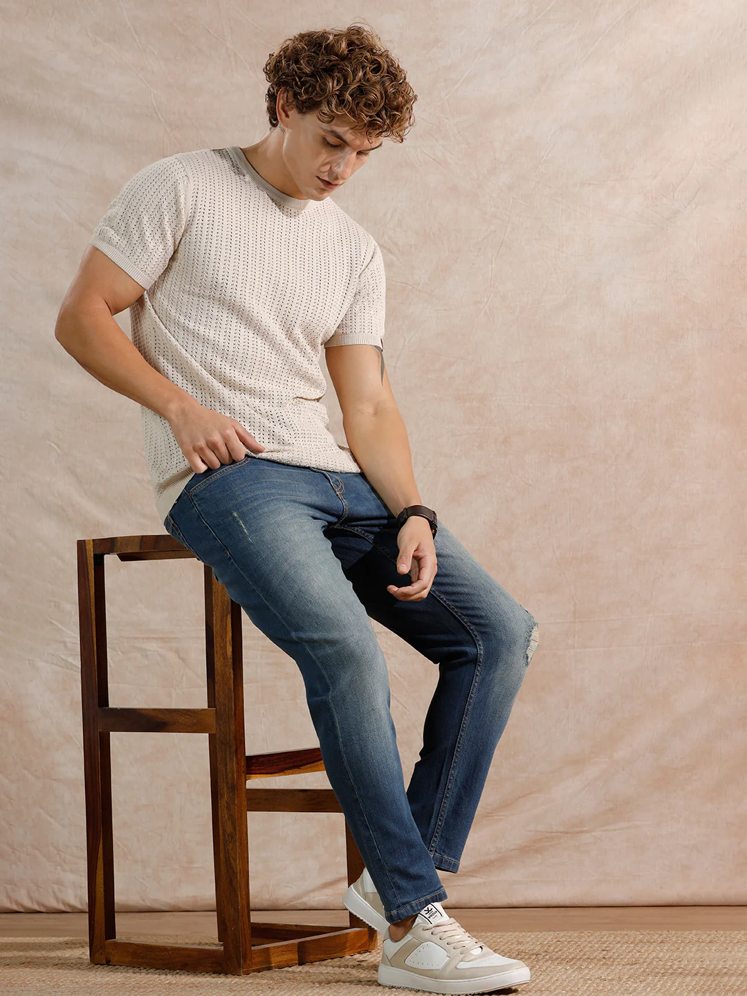 Solid Heavy Fade Skinny Crop Jeans | Blue - Image 2