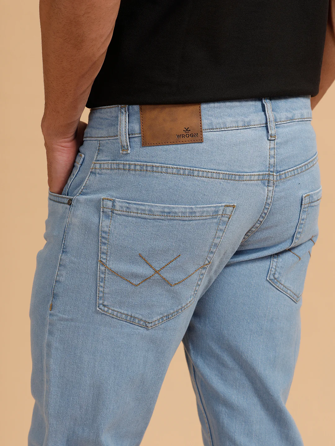 Solid Heavy Fade Slim Fit Jeans | Light Blue - Image 6