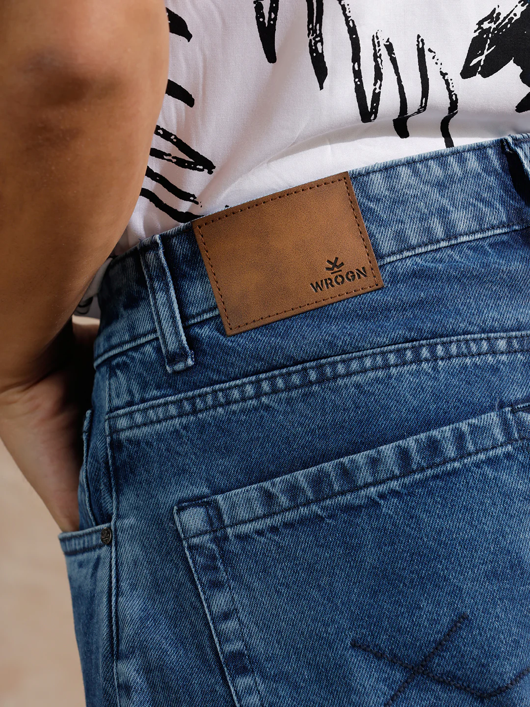 Solid Heavy Fade Anti Fit Jeans | Blue - Image 6