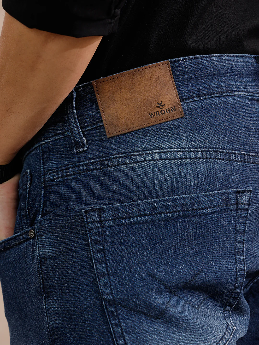 Solid Heavy Fade Slim Fit Jeans | Blue - Image 4