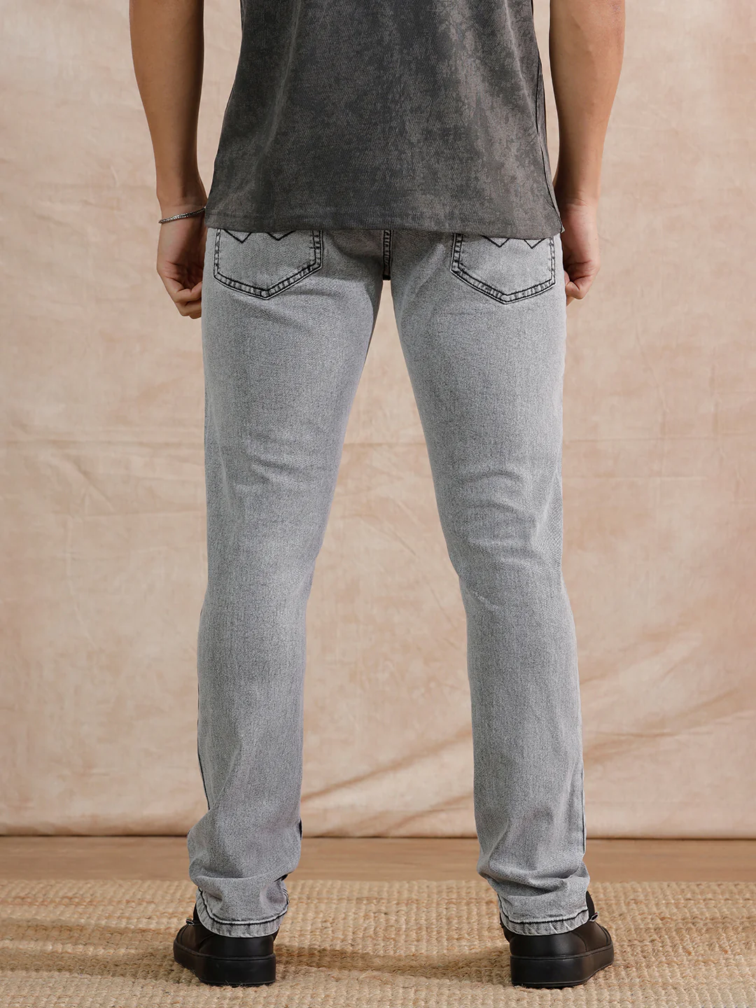 Solid Heavy Fade Slim Fit Jeans | Grey - Image 3